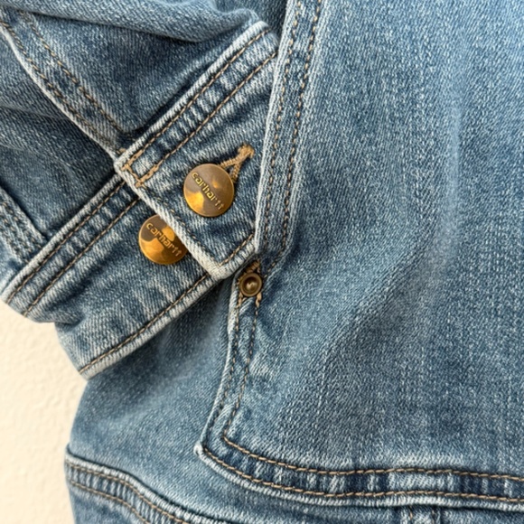 CARHARTT - Rugged Flex Benson Button Front Stretch Blue Denim Jacket - 3x 24/26 - Picture 4 of 12
